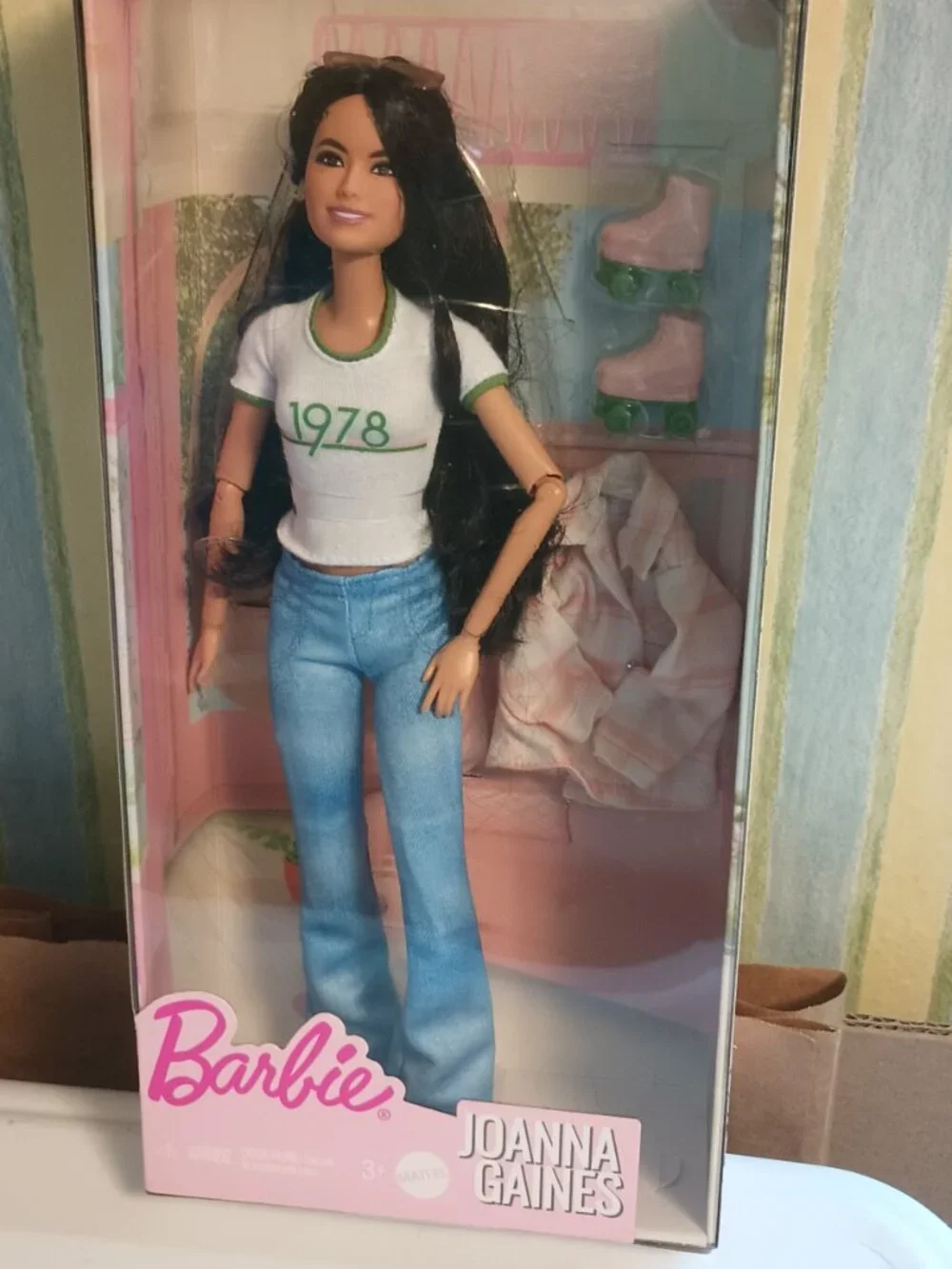 NEW Barbie Joanna Gaines Doll, Posable Brunette in Jeans & Top w/ Roller Skates